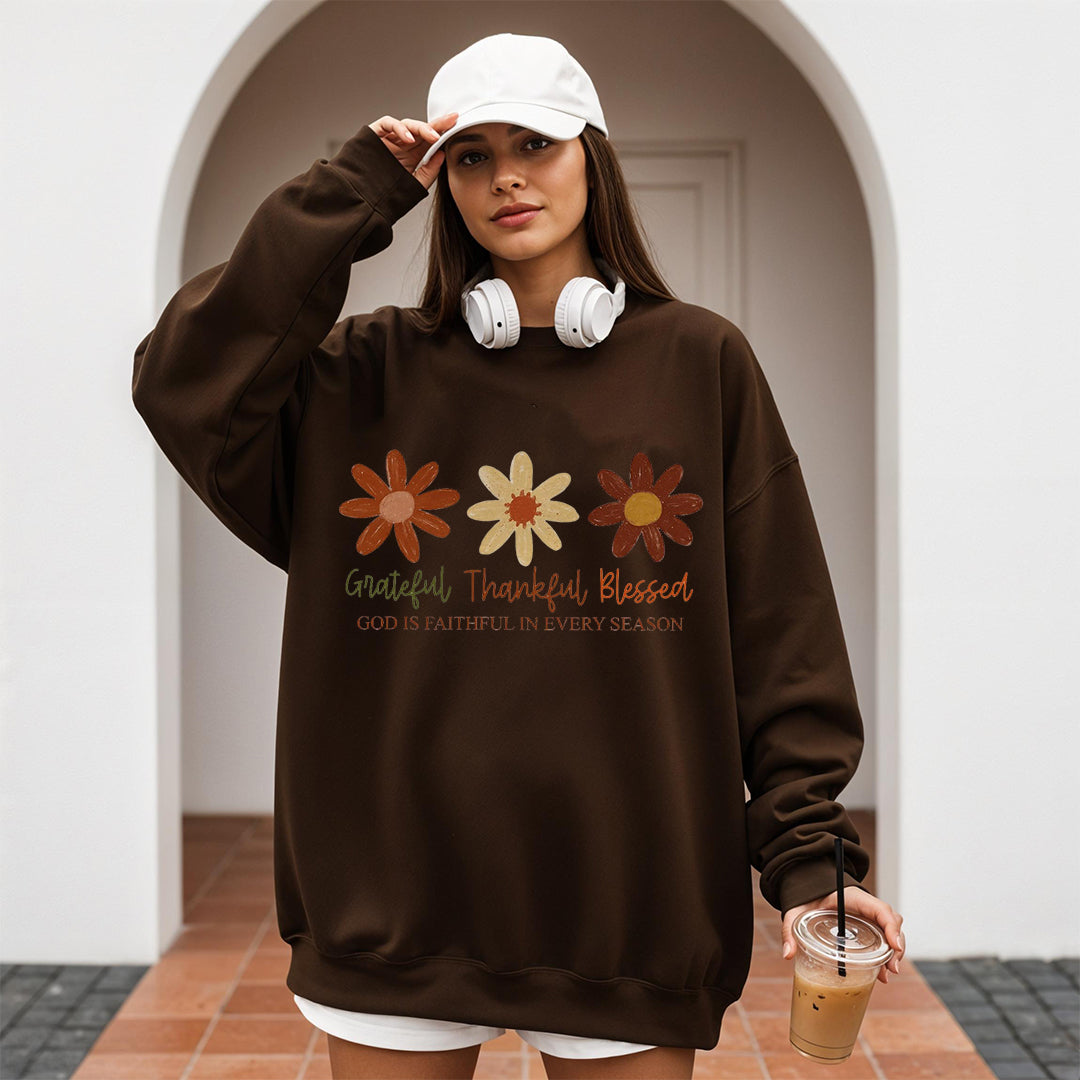 Grateful Thankful Blessed Shirt, Boho Fall Floral Christian Sweatshirts, Faith Based Autumn Sublimation, Christian Fall Shirts, Fall Religious ILAF62